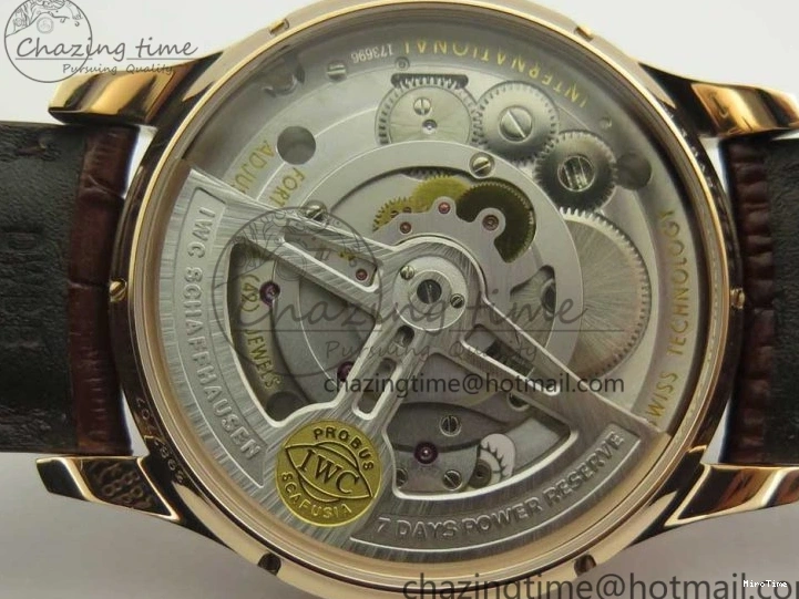 MIROTIME 0501 Portuguese Tourbillon IW5463 RG ZF Best Edition White Dial on Brown Leather Strap Stylish 7174